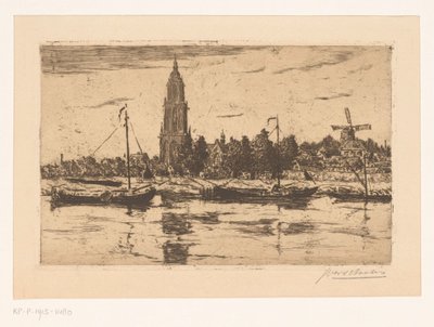 Rhenen'in görünümü by Jan Antonius van Schooten (signed by artist)