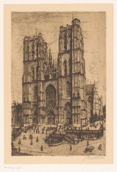 Brüksel'deki Aziz Michael ve Aziz Gudula Katedrali by Jan Antonius van Schooten (signed by artist)