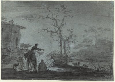 Ay Işığında Kamp Ateşi Yanında Çoban by Jan Asselijn (possibly)