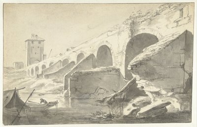 Ponte Molle te Roma (?) by Jan Asselijn