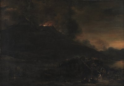 Akşam karanlığında patlayan Vezüv by Jan Asselijn