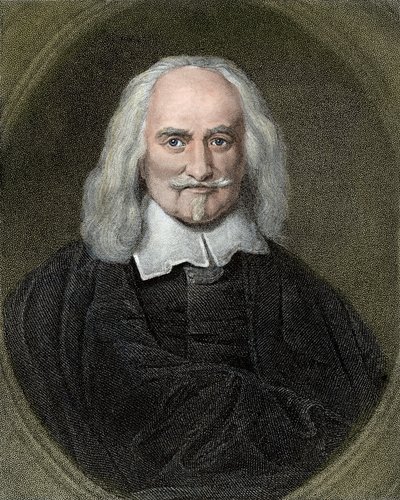 Thomas Hobbes'un Portresi (1588-1679) İngiliz filozof. 19. yüzyıl renkli gravür. by Jan Baptist (after) Jaspers