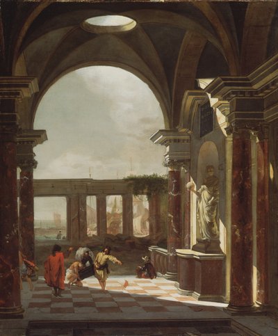 Oryantal figürlerle mimari capriccio by Jan Baptist Weenix
