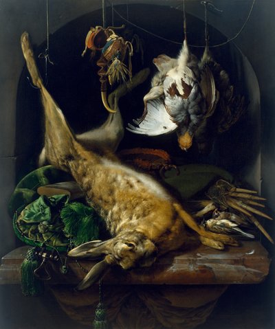 Bir Nişte Ölü Bir Tavşan, Keklikler ve Diğer Kuşlar ile Natürmort, c.1675 by Jan Baptist Weenix