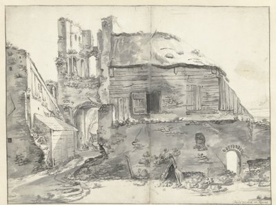 Bir harabeye yakın ev by Jan Baptist Weenix