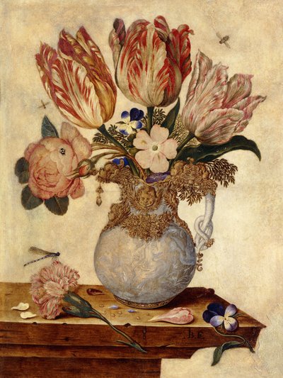 Çıkıntılı Vazoda Laleler, Beni Unutma, Şakayık ve Diğer Çiçekler, by Jan Baptist van Fornenburgh