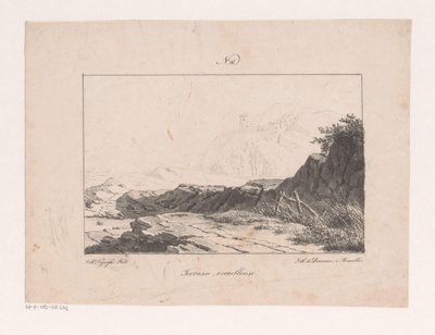 Rotplatau Kayalık teras (nesne üzerindeki başlık) Doğadan Çizilen ve Taş Üzerine Yürütülen Manzara Prensipleri (dizi adı) by Jan Baptiste de Jonghe