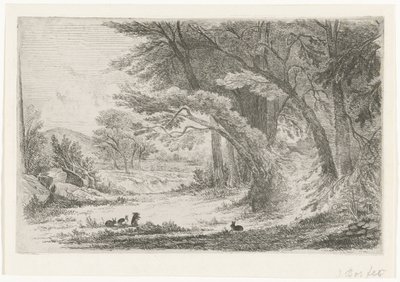 Tavşanlar ile orman kenarı by Jan Bos Wz. (signed by artist)