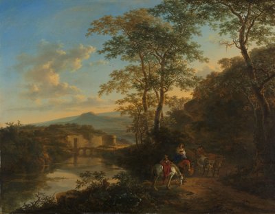 Aniene Nehri üzerinde Ponte Lucano ile İtalyan Manzarası by Jan Both