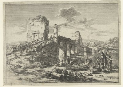 Köprü, Ponte Molle ile manzara Roma çevresindeki manzaralar (dizi başlığı) by Jan Both