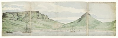 Denizden görülen Masa Dağı ve Cape Town Ümit Burnu göründüğü gibi Ao. 1787 (nesne üzerindeki başlık) by Jan Brandes