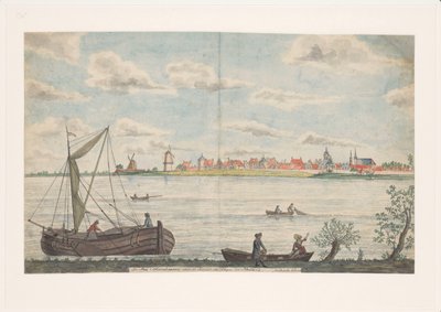 Hollanda'da Rhyn Nehri üzerindeki Schoonhooven şehri (nesnedeki başlık) by Jan Brandes