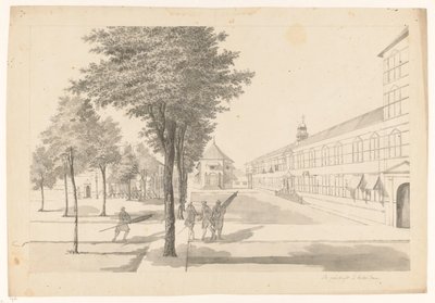 Batavia'daki kale içinde Valilik, kale kilisesi ve ejderha muhafızı by Jan Brandes