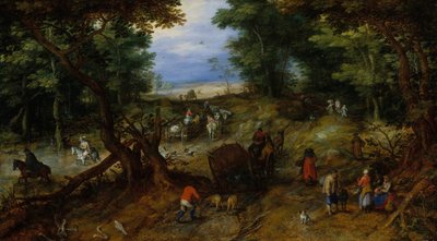 Gezginlerle Bir Woodland Yolu, 1607. by Jan Brueghel the Elder