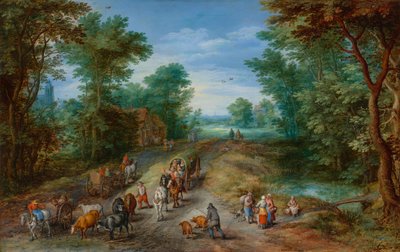 Gezginlerle Ormanlık Peyzaj, 1610. by Jan Brueghel the Elder