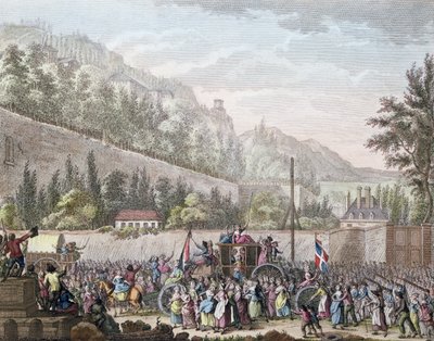 Auteuil'deki Les Halles kadınları, 6 Ekim 1789, 1796'da Fransız kraliyet ailesini Versay'dan Paris'e getirirken by Jan Bulthuis