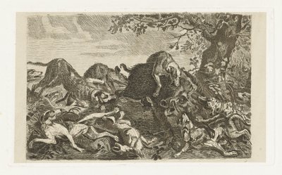 Yaban domuzu için köpek avı by Jan Cassiers