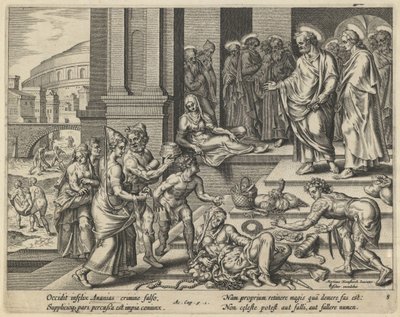 Ananias ve Sapphira benzetmesi, 17. yüzyılın başları. by Jan Claesz Visscher