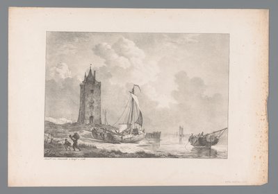 Kule ile kıyı manzara Wijlen den Wel-Ed koleksiyonundan Hollandalı ustaların tabloları. doğmak Bay J.A. van Barajı (dizi adı) by Jan Dam Steuerwald (possibly)