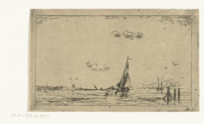 Yelkenli gemi ile nehir manzarası by Jan Daniël Cornelis Carel Willem baron de Constant Rebecque
