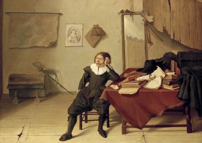 Bir Adamın Masada Oturduğu Bir Odanın İçi, 17. yüzyıl by Jan Davidsz de Heem