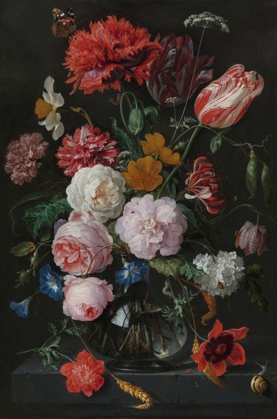 Cam Vazoda Çiçeklerle Natürmort by Jan Davidsz de Heem