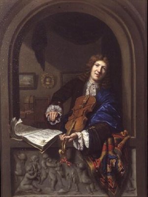Keman Çalan Bir Adamın Portresi by Jan Frans Douven