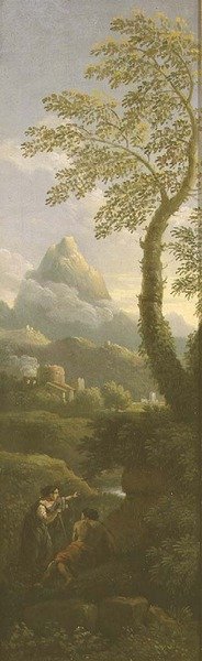 Klasik bir manzaradaki figürler by Jan Frans van Bloemen