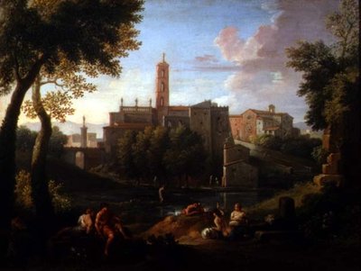 Bir kasabanın yakınında figürlü manzara (81825 çifti) by Jan Frans van Bloemen