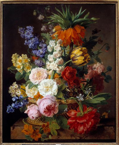 Bir Sepetteki Çiçekler Tablosu, Jan Frans Van Dael (1764-1840) 1806 Güneş. 0,53x0,65 m Lyon, Güzel Sanatlar Müzesi - Sepet içinde çiçekler. Jan Frans van Dael