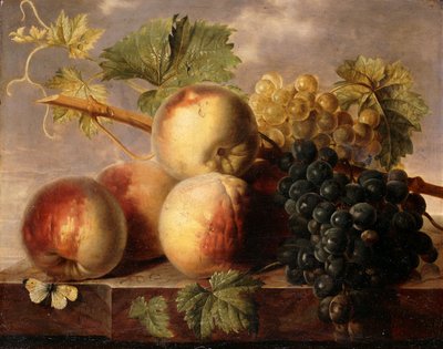 Mermer Kenarda Beyaz Lahanalı Şeftali ve Üzüm, by Jan Frans van Dael