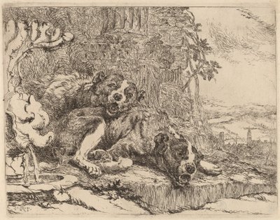 Bir Çeşmenin Yanında İki Mastiff by Jan Fyt