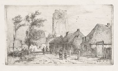 Kilise kulesi ile köy manzarası by Jan Gerard Smits