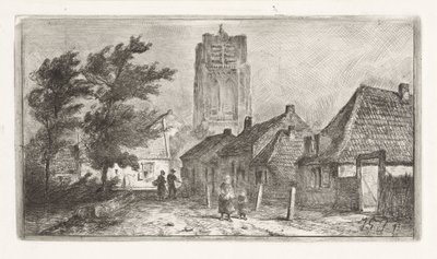 Kilise kulesi ile köy manzarası by Jan Gerard Smits