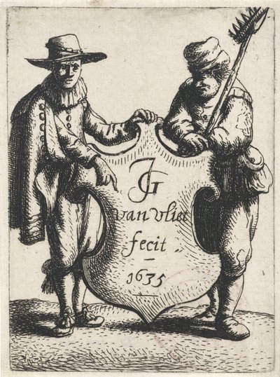 Zarif bir adam ve bir armanın yanında bir baca temizleyicisi Ayakta duran rakamlar (dizi adı) by Jan Gillisz. van Vliet