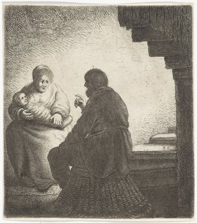 Bir sarmal merdiven tarafından oturan aile by Jan Gillisz. van Vliet