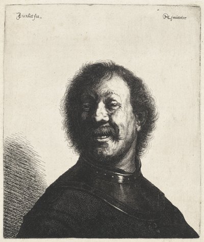 Rembrandt'tan sonra boyun parçası Tronies olan gülen adam (seri başlığı) by Jan Gillisz. van Vliet