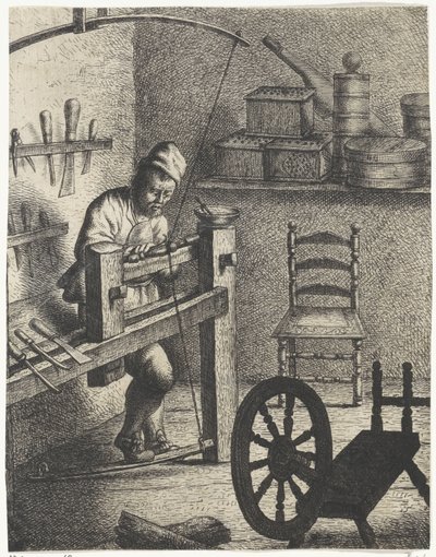 Torna tezgahının arkasındaki işçi Meslekler (dizi adı) by Jan Gillisz. van Vliet