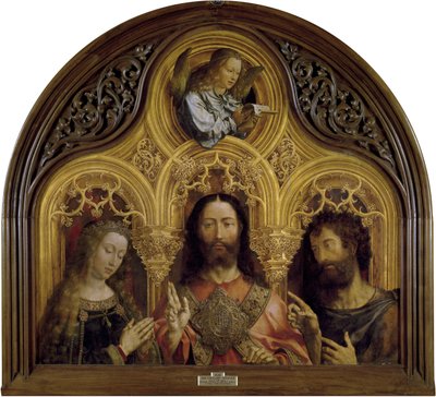 İsa, Meryem Ana ile Vaftizci Yahya arasında by Jan Gossaert