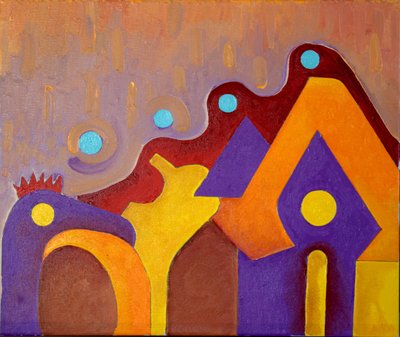 Tamamen bilinmeyen bir Hayvan eve girmeye çalışır, 2009 (tuval üzerine yağlı boya) by Jan Groneberg