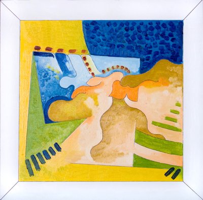 Kare İçinde Bir Meydanda Biyolojik Formlar, 2006 (tahta üzerine yağlı boya) by Jan Groneberg