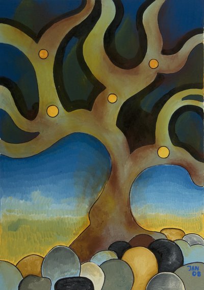 Yanmış Ağaç, 2008 (tuval üzerine yağlı boya) by Jan Groneberg