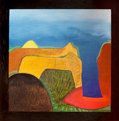 Yunanistan, çok sıcak bir gün, 2006 (tahta üzerine yağlı boya) by Jan Groneberg