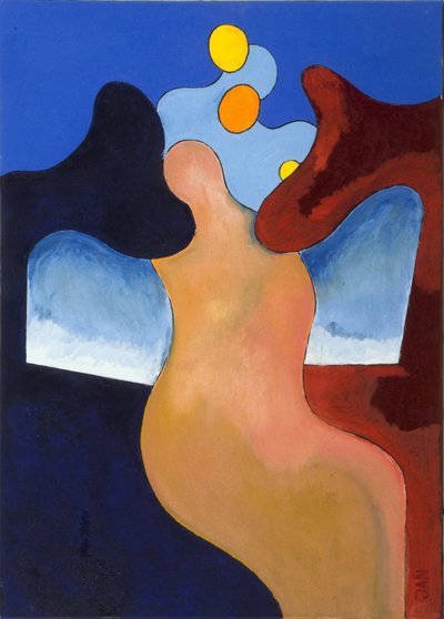 Bir kanadı yaralanmış kadın, 2009 (tuval üzerine yağlı boya) by Jan Groneberg