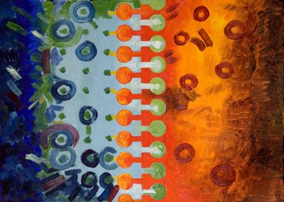 Sıcak ve soğuğu birleştiren fermuar, 2006 (ahşap üzerine yağlı boya) by Jan Groneberg