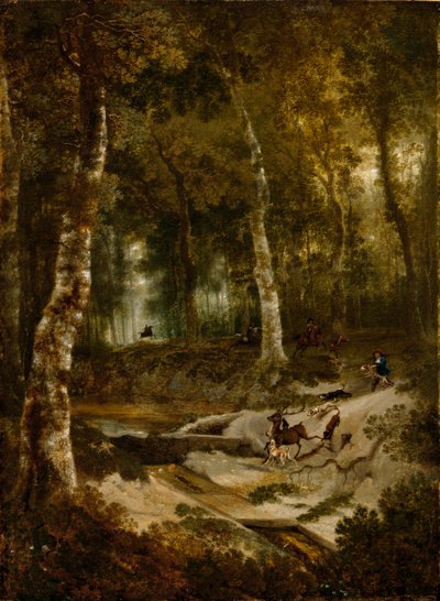 Geyik avının olduğu orman manzarası, c.1665 by Jan Hackaert