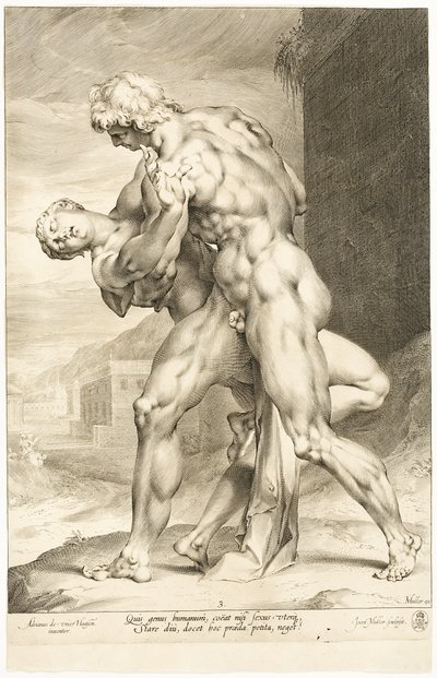 Sabine Kadınına Tecavüz, Yandan Görünüm by Jan Harmensz. Muller