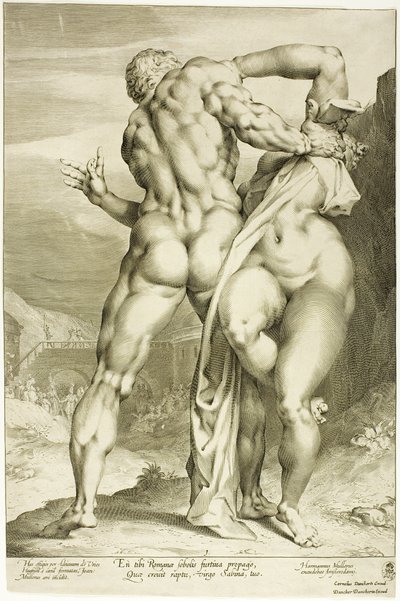 Sabine Kadınına Tecavüz, Arkadan Görünüm by Jan Harmensz. Muller