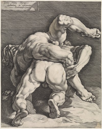 iki güreşçi by Jan Harmensz. Muller