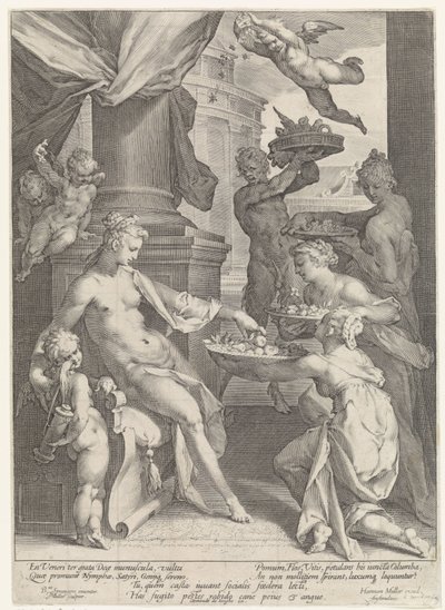 Periler ve Faun Tarafından Onurlandırılan Venüs by Jan Harmensz. Muller